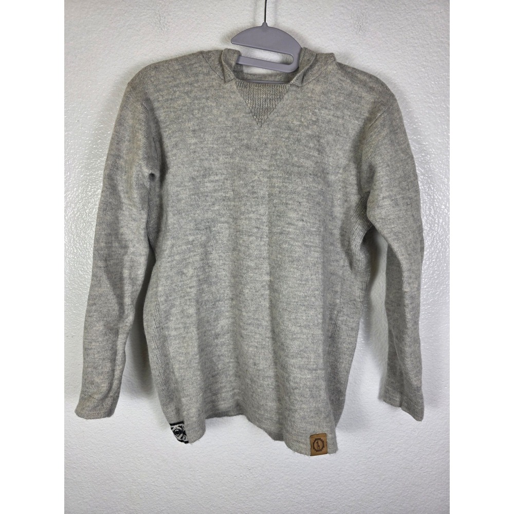 Paka Royal Alpaca Hoodie Sweater Womens Size Medium Gray Knit V-Neck Pullover